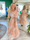 Printed Chiffon Tiered Midi Dress
