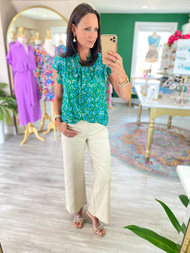 Rainier Paisley Cassius Tie Neck Blouse